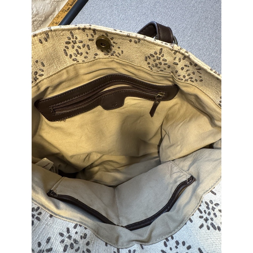 Lucky Brand Tote Bag Cotton Linen Canvas Tassels Dbl Handles Striped‎ Shoulder - Picture 4 of 12